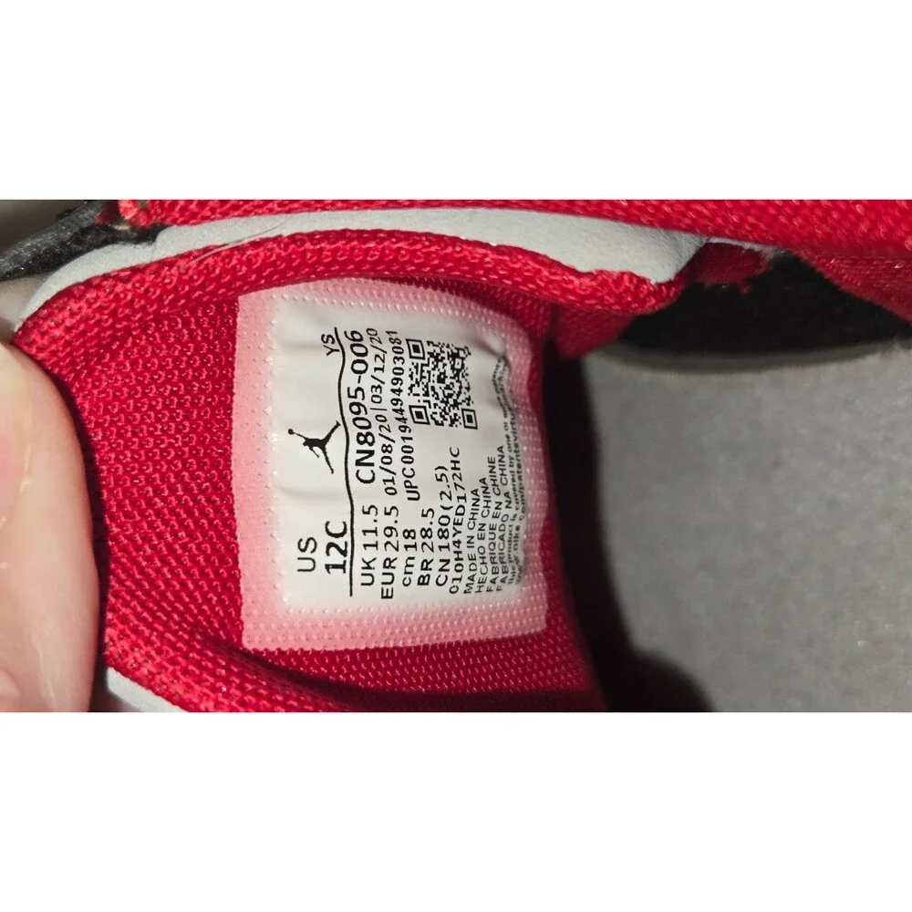 Nike Air Jordan Black White Red Kids 12C EUC